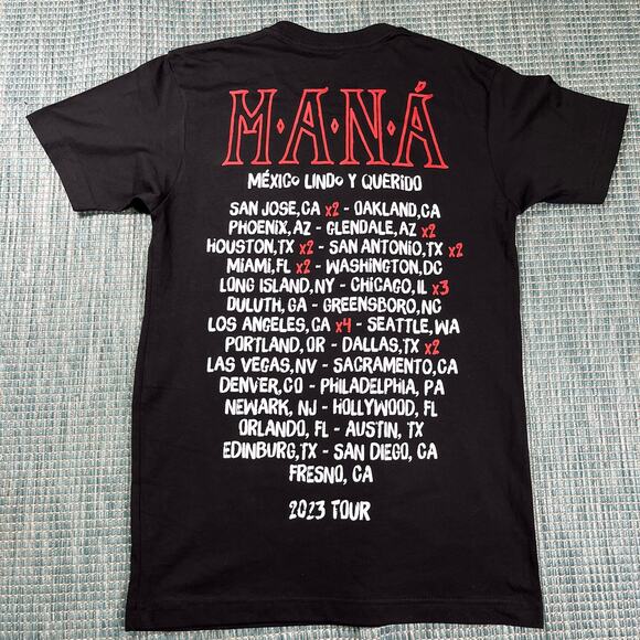 MANA Mexico Lindo Y Querido 2023 Tour Black T Shirt Mens Sz S New - Picture 3 of 7